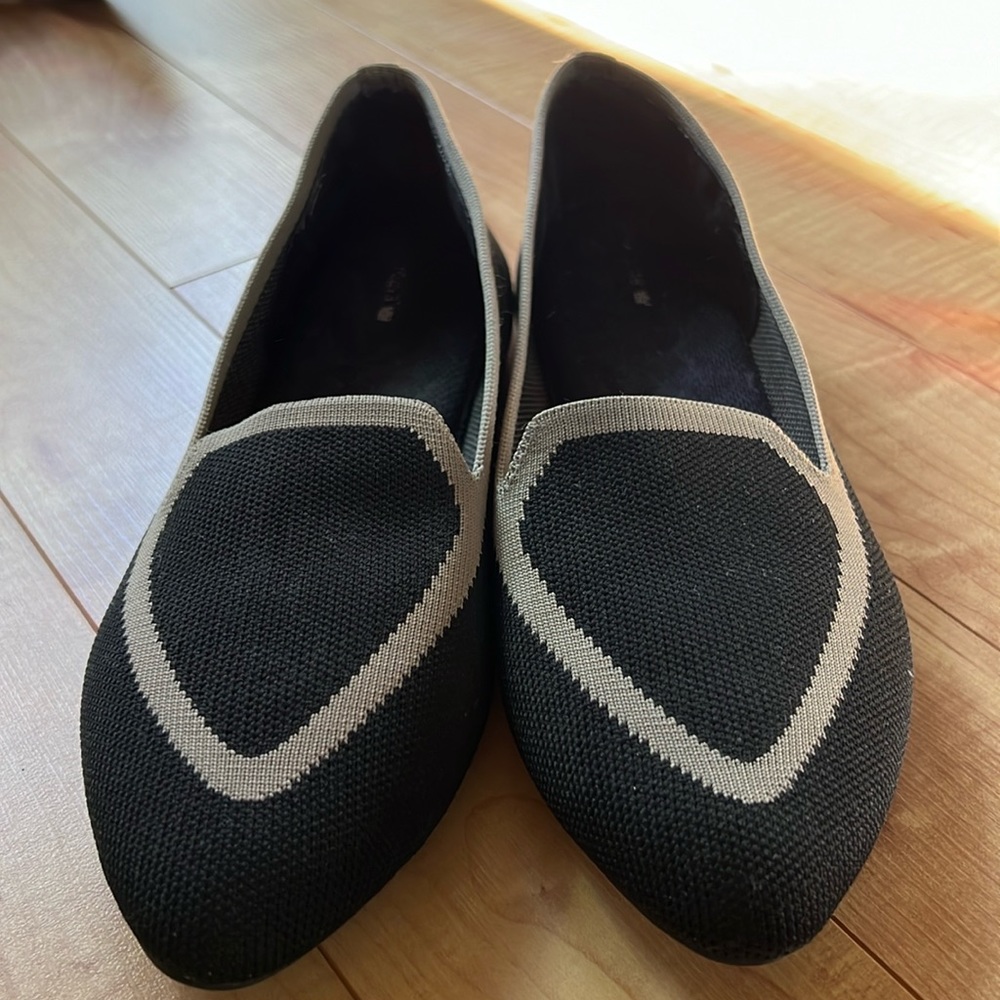 EUC Birdies Blackbird Knit Point Toe Flats Washable Loafers Jet Black Women 9.5